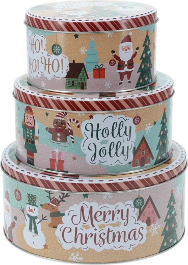 Set van 3 ronde kerstblikken