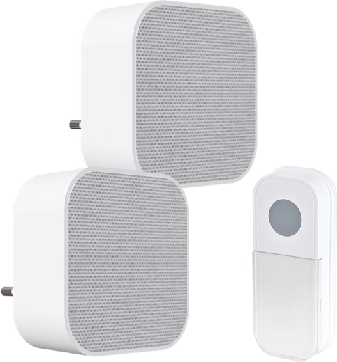 Solight draadloze deurbel voor in het stopcontact met 2 ontvangers, 180 m, wit, learning code