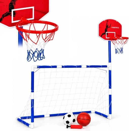 2-in-1-sportset voor kinderen met voetbaldoel en basketbalring