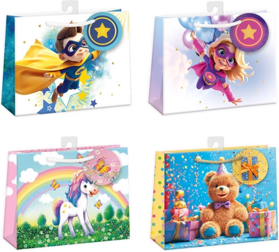 Argus papieren cadeautas 30 × 23 × 11,5 cm, mix van motieven - 1 stuk