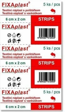 Fixaplast Strip textielpleister 6 × 2 cm, 5 stuks