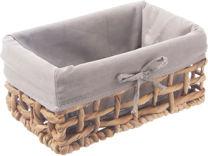 Natuurlijke opbergmand met stoffen voering 26,5 × 17 × 12,5 cm