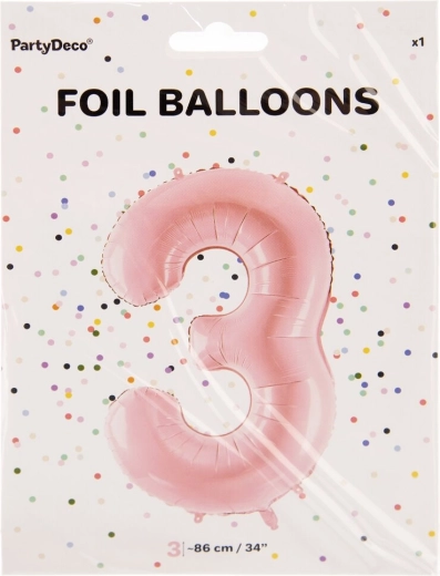 Folieballon cijfer 3 86 cm – Roze