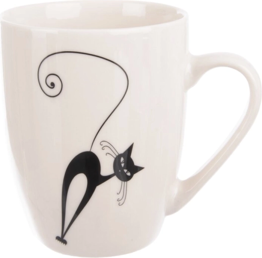 Porseleinen mok met kattenmotief zwart-wit 370 ml