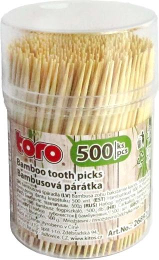 Bamboe tandenstokers in dispenser 500 stuks