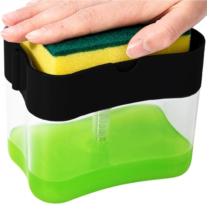 Dispenser voor vloeibare zeep en afwasmiddel met sponshouder 600 ml