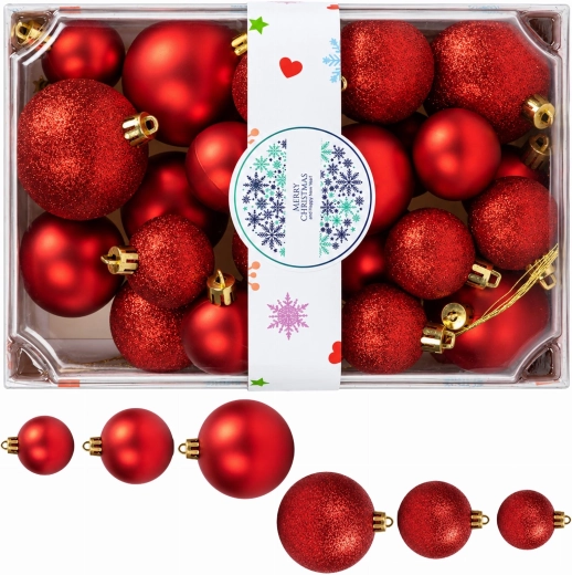 Glanzende onbreekbare kerstballen - set van 26 stuks