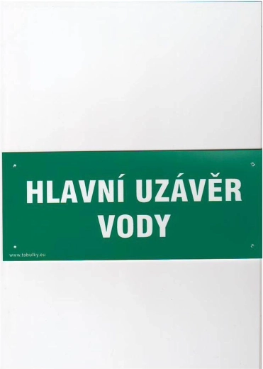 Bord hoofdafsluiter water kunststof 210 × 87 mm