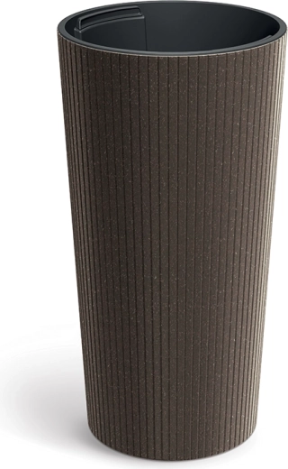 Bloempot Lamia Slim Eco Wood 25 cm koffie