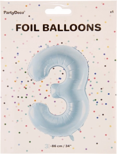 Folieballon cijfer 3 86 cm – Blauw