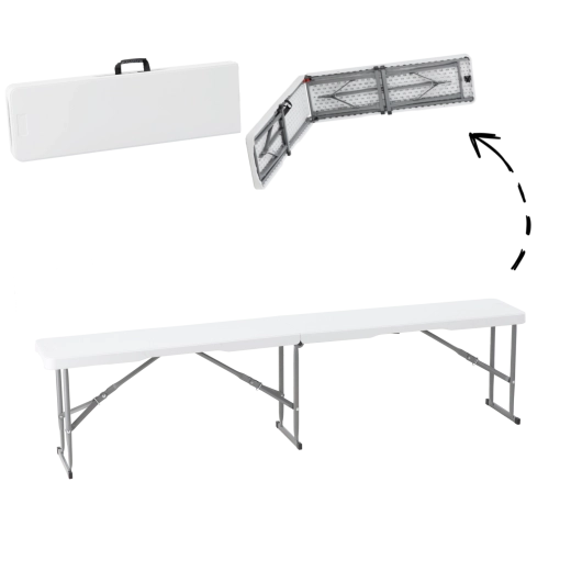 Opvouwbare toeristische en cateringbank 180 × 28 × 43,5 cm