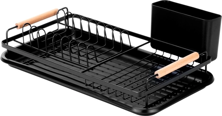 Stevige metalen constructie en houten handgrepen