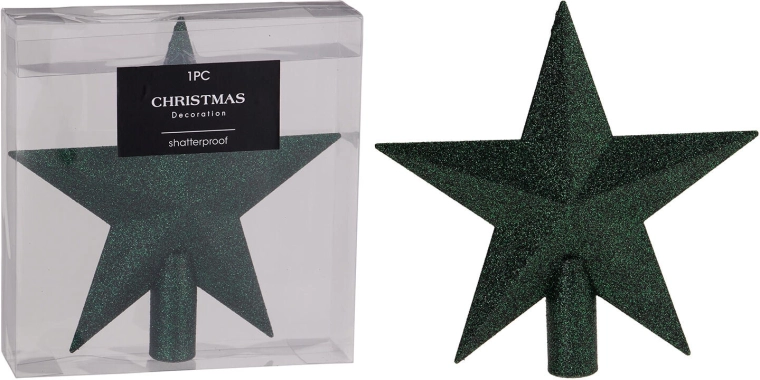 Piek voor kerstboom Ster donkergroen 19 cm