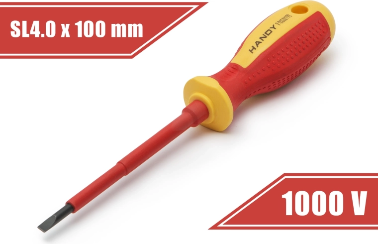 Geïsoleerde platte schroevendraaier 0,8 × 4 × 100 mm voor maximaal 1000 V