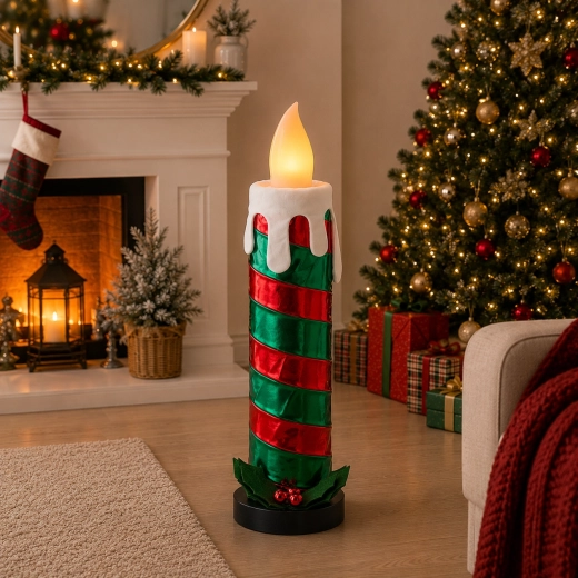 Kerst LED-kaars rood-groen 90 cm