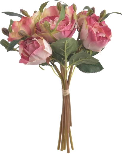 Kunstbloemenboeket met rozen en lelies in bordeaux 26 cm