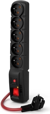 Overspanningsbeveiligde stekkerdoos ACAR F5 Power, 5 stopcontacten, 10 m, 16 A, zwart