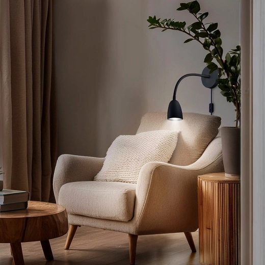 Modern zwart design en gerichte verlichting