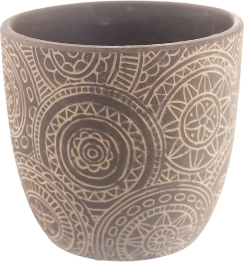 Keramische bloempot met mandala-motief beige 13 × 13 × 12 cm