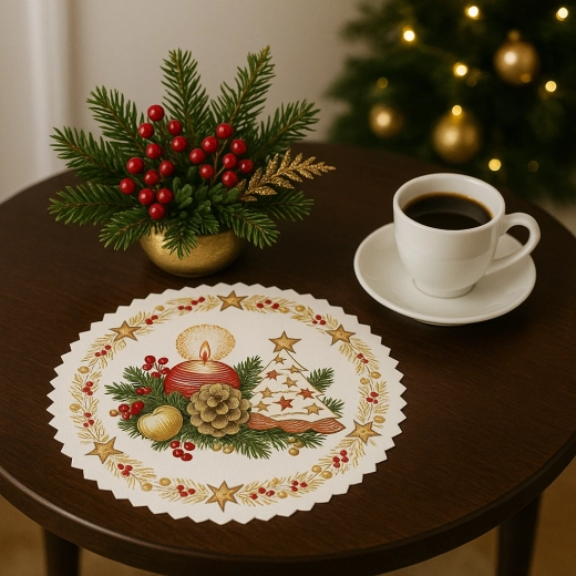 Ronde kerstpapieren placematservetten 36 cm (6 stuks)