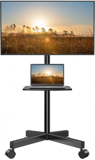 Universele tv-standaard met wielen Perlesmith voor beeldschermen van 23-60 inch