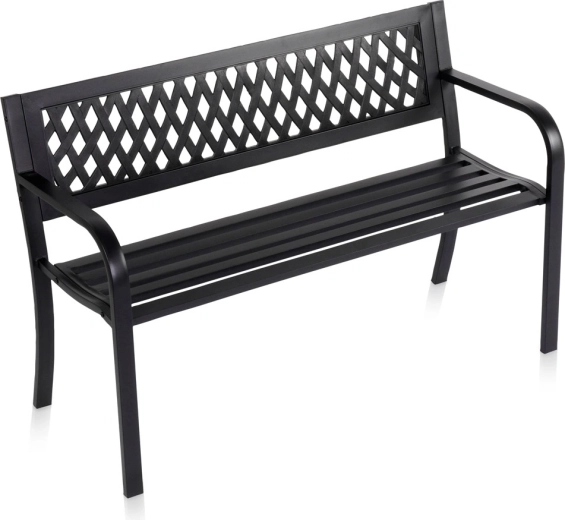 Vilde zwarte metalen tuinbank 119 × 45 × 76 cm