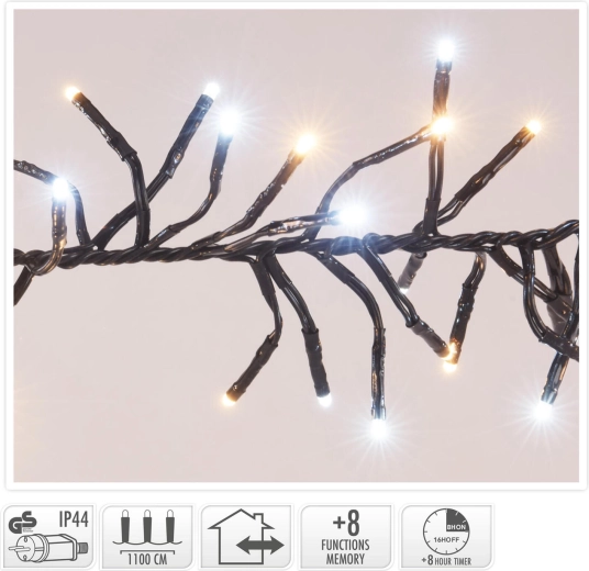 Kerstlichtslinger 11 m, 1512 LED, warm wit, 8 functies, IP44, met timer - 1 stuk