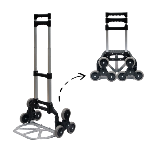 Opvouwbare aluminium steekwagen voor trappen met zes wielen, draagvermogen 35/70 kg