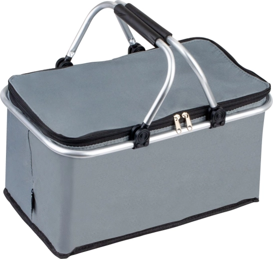 Opvouwbare thermo-isolerende picknickmand voor boodschappen en strand, waterdicht grijs