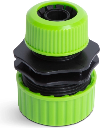 Kunststof adapter voor tuinslang 1/2" tot 3/4" groen/zwart