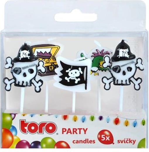 Insteekbare taartkaarsjes TORO piraten, 5 stuks
