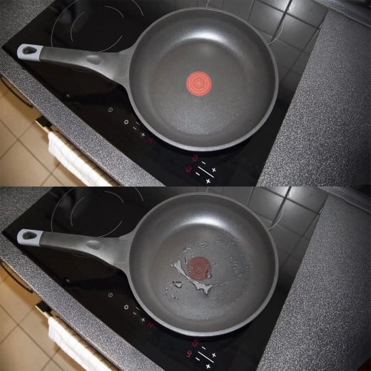 Verhittingsindicator in het midden van de pan