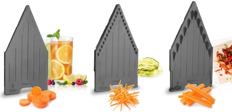 3 verwisselbare inzetstukken voor plakken en julienne