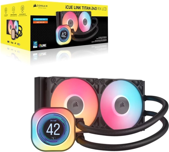 Corsair iCUE Link Titan 240 RX RGB AIO waterkoeling voor CPU 240 mm met LCD