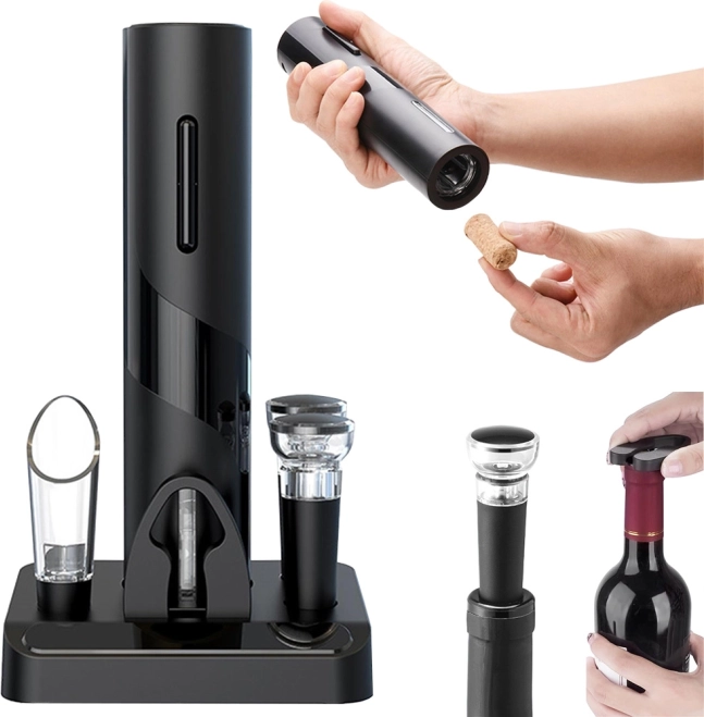 Elektrische wijnset met kurkentrekker en accessoires