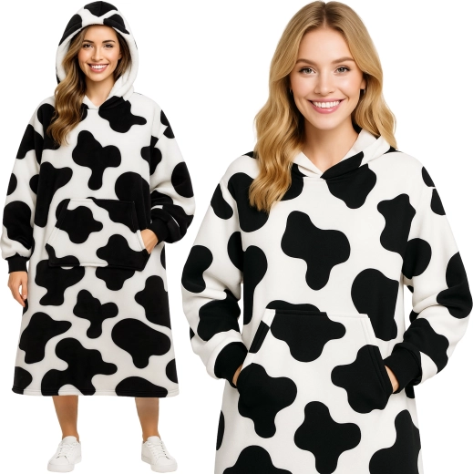 Ruhhy oversize hoodie-deken met capuchon XXL zwart-wit