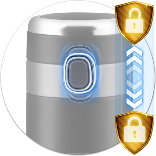 Lekdichte dop met vergrendeling en bediening met één hand