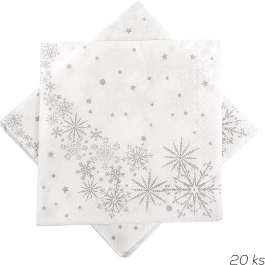 Papieren servetten met sterren- en sneeuwvlokmotief 33 × 33 cm (20 stuks)