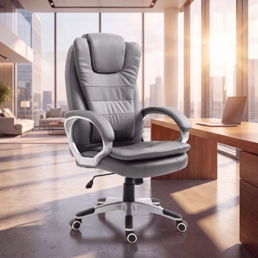Ergonomische bureaustoel met hoge rugleuning, grijs