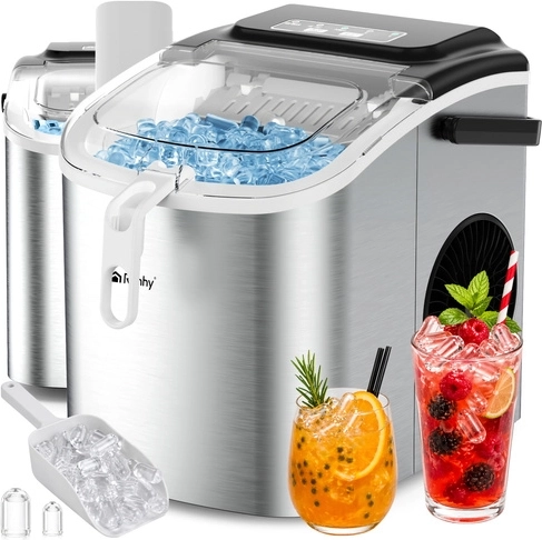 IJsblokjesmachine Ruhhy 1,2 l zilver met schepje