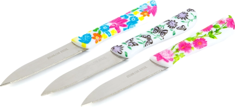 Set schilmesjes met bloemmotief, 3 stuks