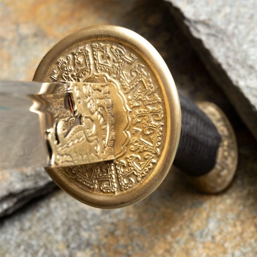 Messing stootplaat en zijden omwikkeling