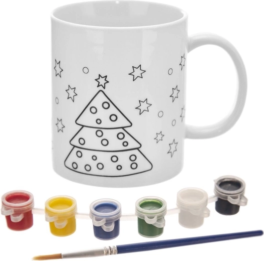Porseleinen mok om te beschilderen met kerstmotief, 350 ml