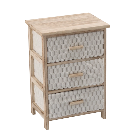 Ladekast met 3 stoffen lades 40 × 29 × 58 cm