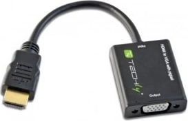Adapter HDMI mannelijk naar VGA vrouwelijk, zwart, 10 cm