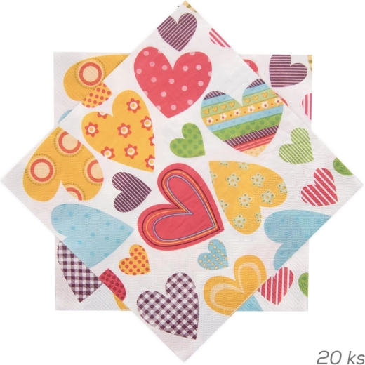 Papieren servetten Hart 33 × 33 cm, 20 stuks