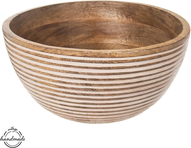 Houten schaal van mangohout 25 cm, 3 l