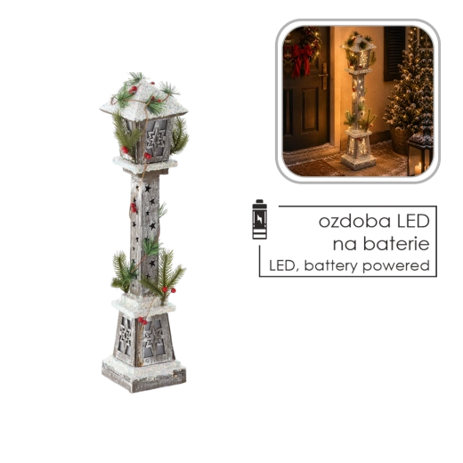 Kersthouten LED-lantaarn met sterren 13 × 13 × 60 cm