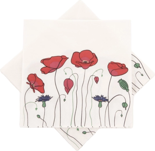 Papieren servetten Klaproos 33 × 33 cm, 20 stuks