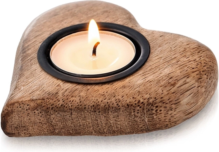 Houten theelichthouder mango 10 × 10 cm